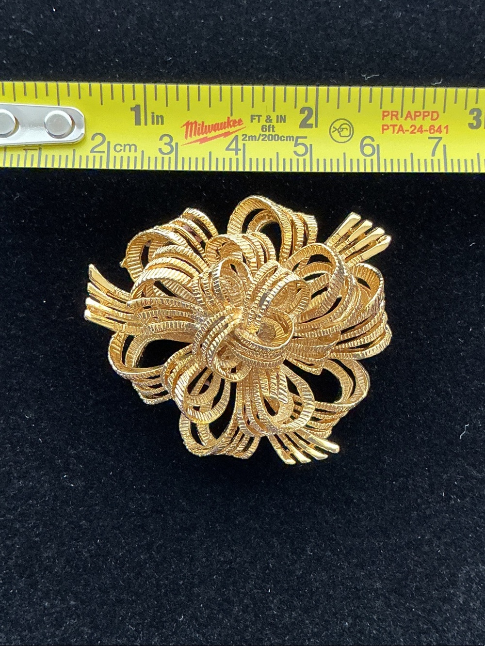 Vintage M.Jent Gold Tone Flower Bow Brooch